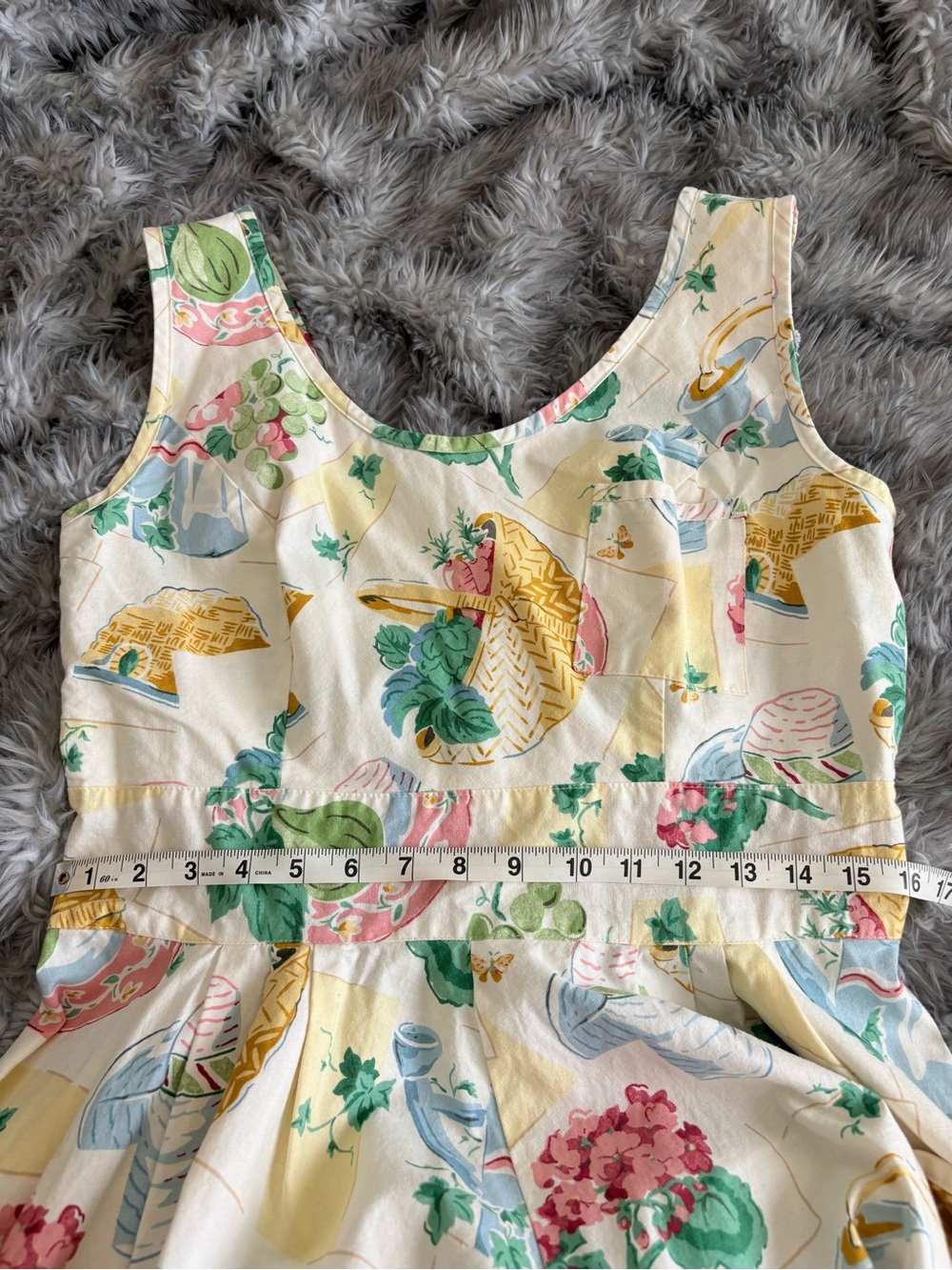 Vintage Karen Alexander Dress with Picnic Floral Print Sz 14 - Picture 8 of 9